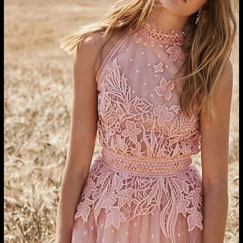Brand new with tags. Aqua size small full length pink dress.